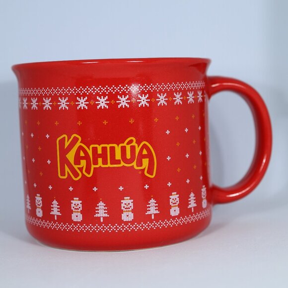 2024 Kahlua Mug Christmas Holiday Red Snowmen Xmas Trees Snowflakes 16 Oz. - Picture 1 of 6